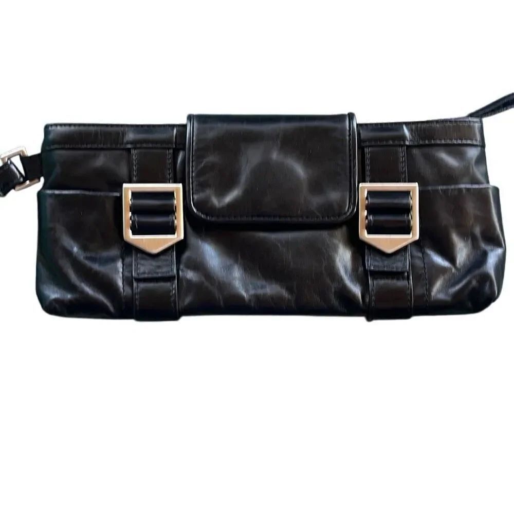 Kenneth Cole, New York, black leather clutch bag. Adorable.